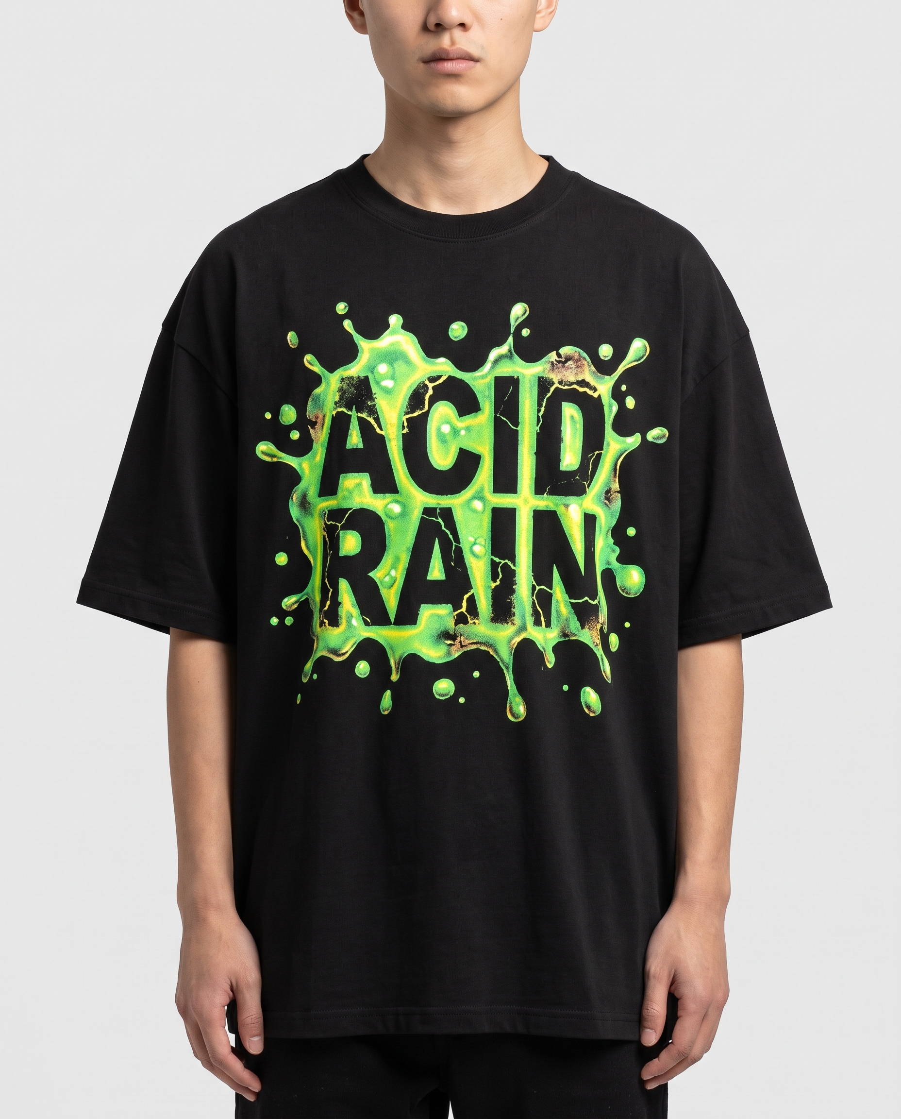 Saurer Regen Oversized Streetwear T-Shirt, Vorderansicht – Pursesnet