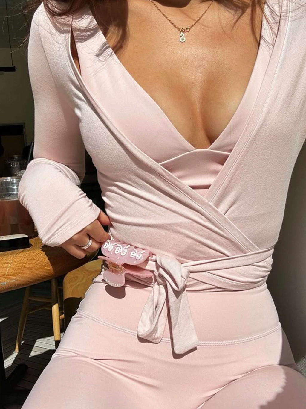 Wickel-Tie Langarm-Top für Frauen in verschiedenen Farben 13