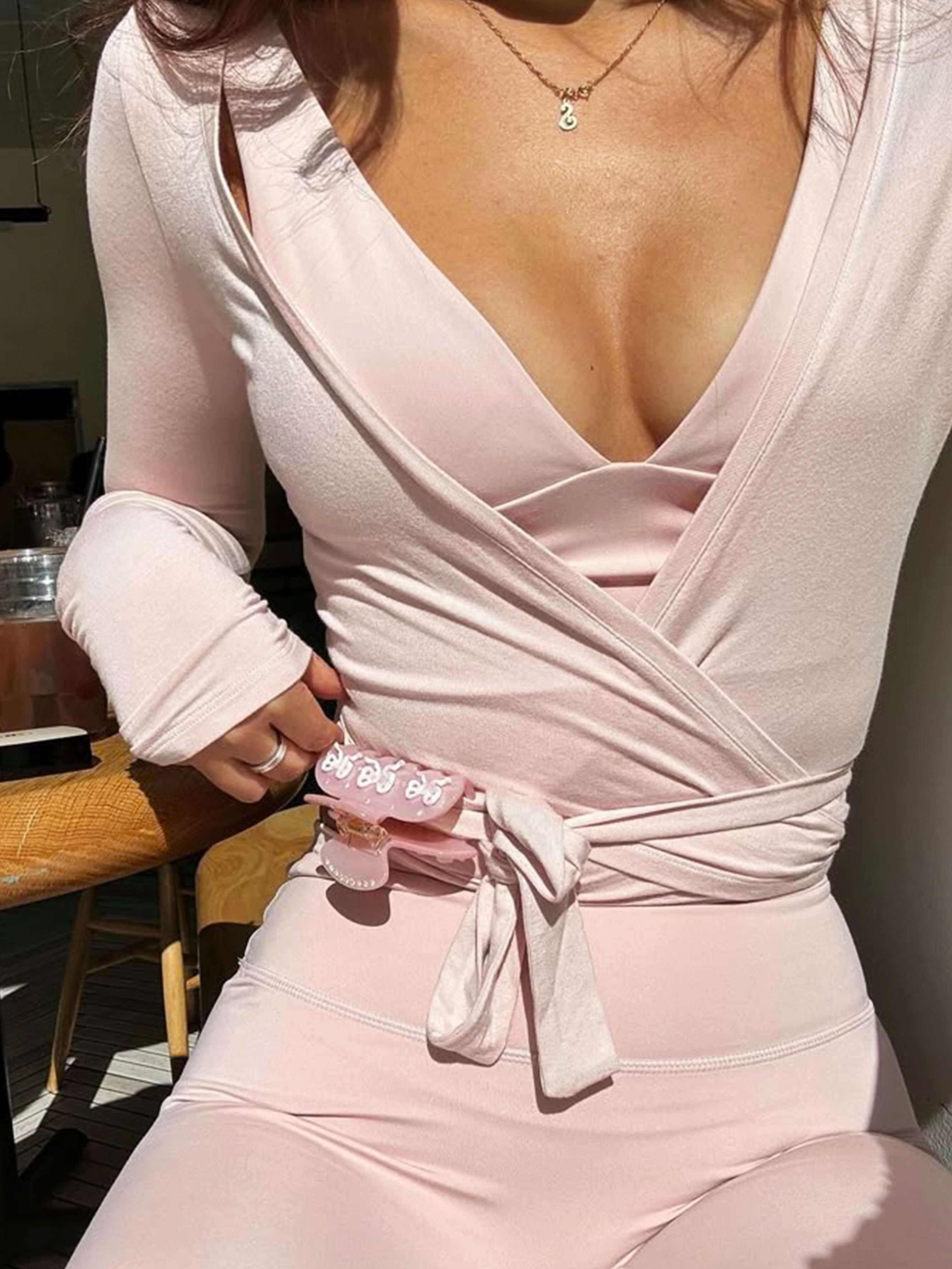 Wickel-Tie Langarm-Top für Frauen in verschiedenen Farben 13