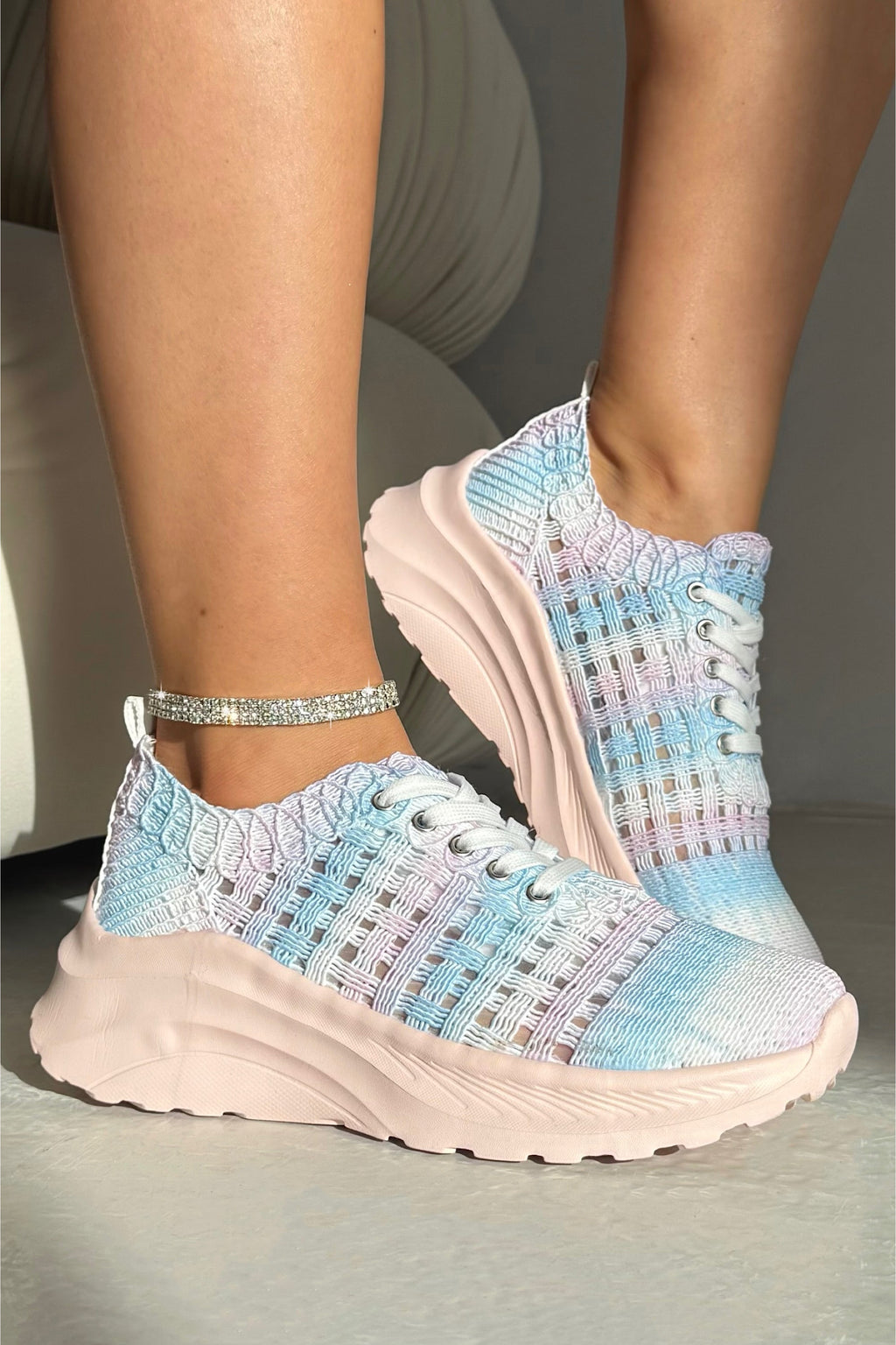 Sneaker Pink Atmungsaktiv Strick-Mesh