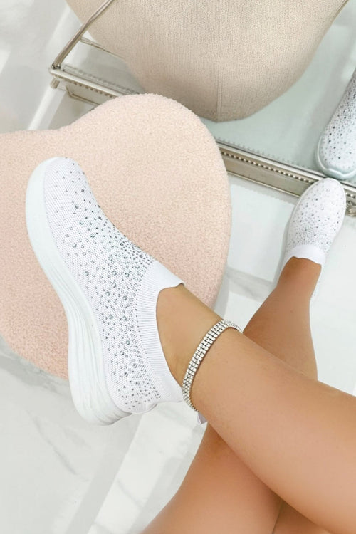 Damen Sneaker Weiß mit Glitzerdesign