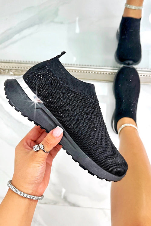 Slip-On Trainer Schwarz mit Glitzerdetails 2