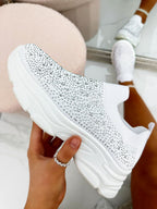 Socken-Sneaker Weiß mit Strass für Damen