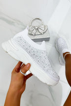 Socken-Sneaker Weiß mit Strass für Damen 2