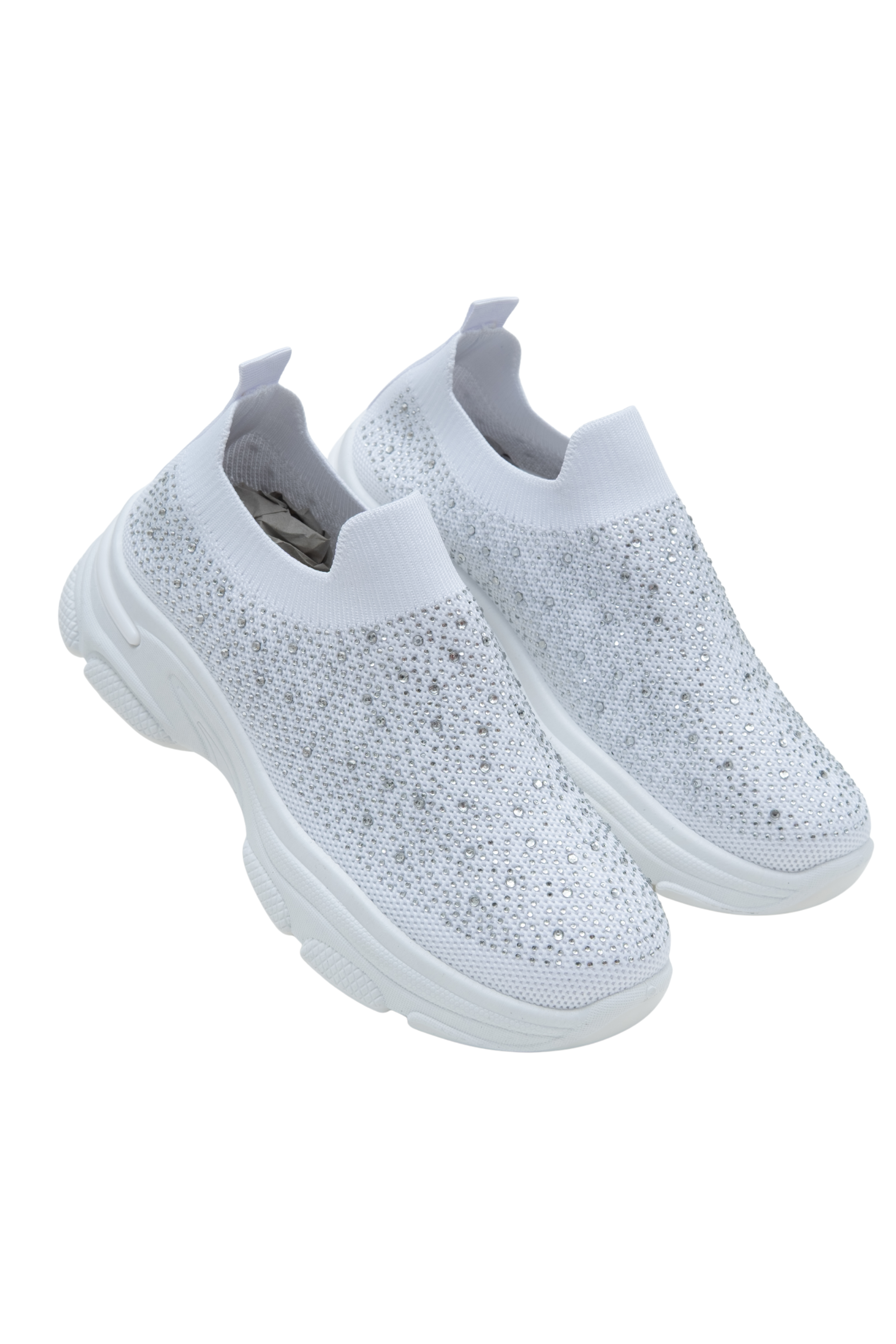 Socken-Sneaker Weiß mit Strass für Damen 6