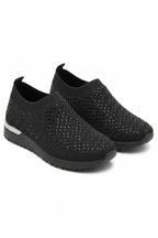 Bequeme Stretch-Socken-Sneaker in Schwarz mit Strass 2