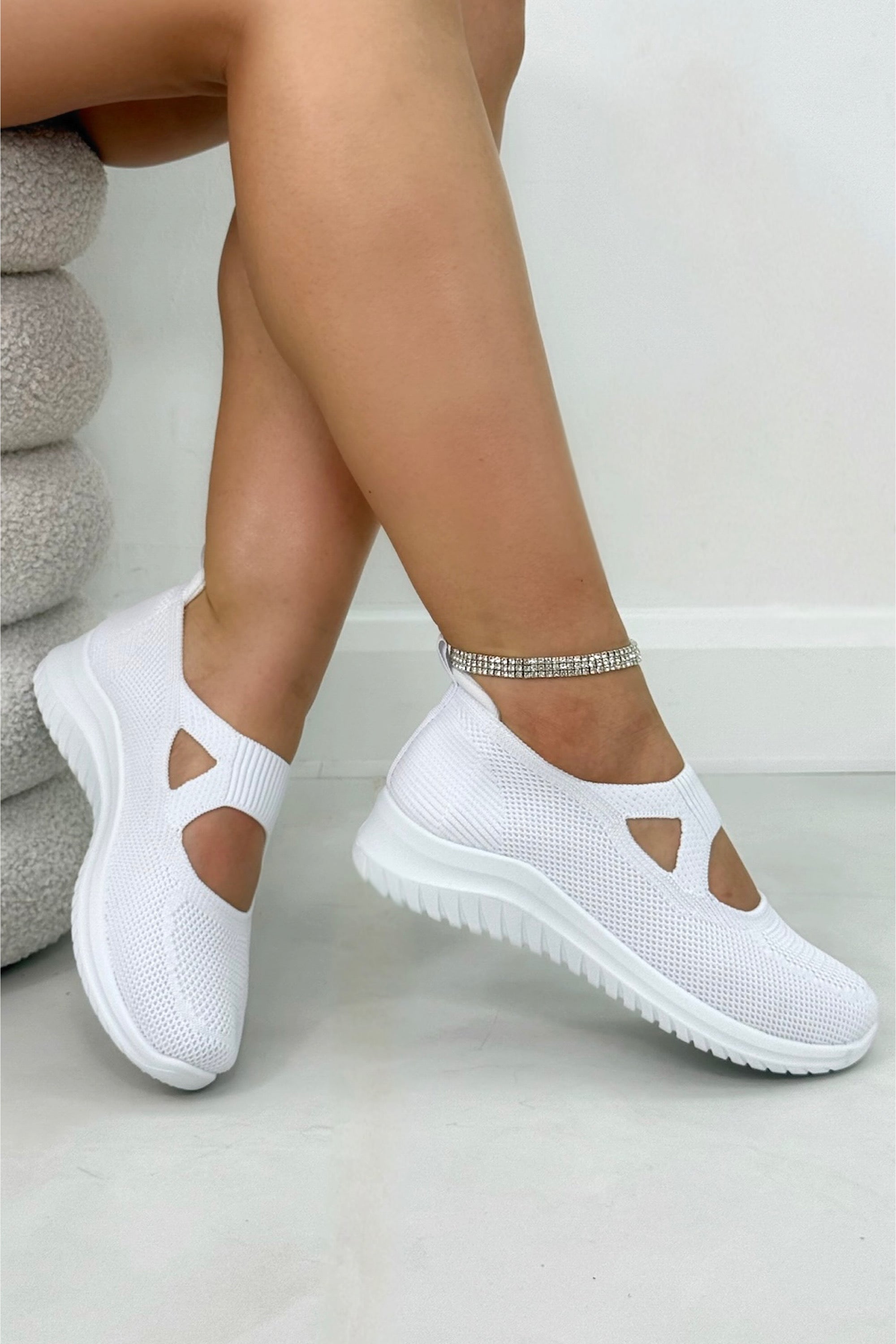 Bequeme Strick-Sneaker Weiß
