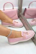 Glitzernde Slip-On Loafer in Pink für Damen.