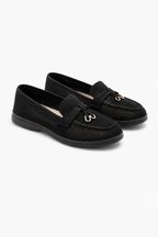 Glitzernde schwarze Loafer für Damen, ideal für Büro und Freizeit. 3
