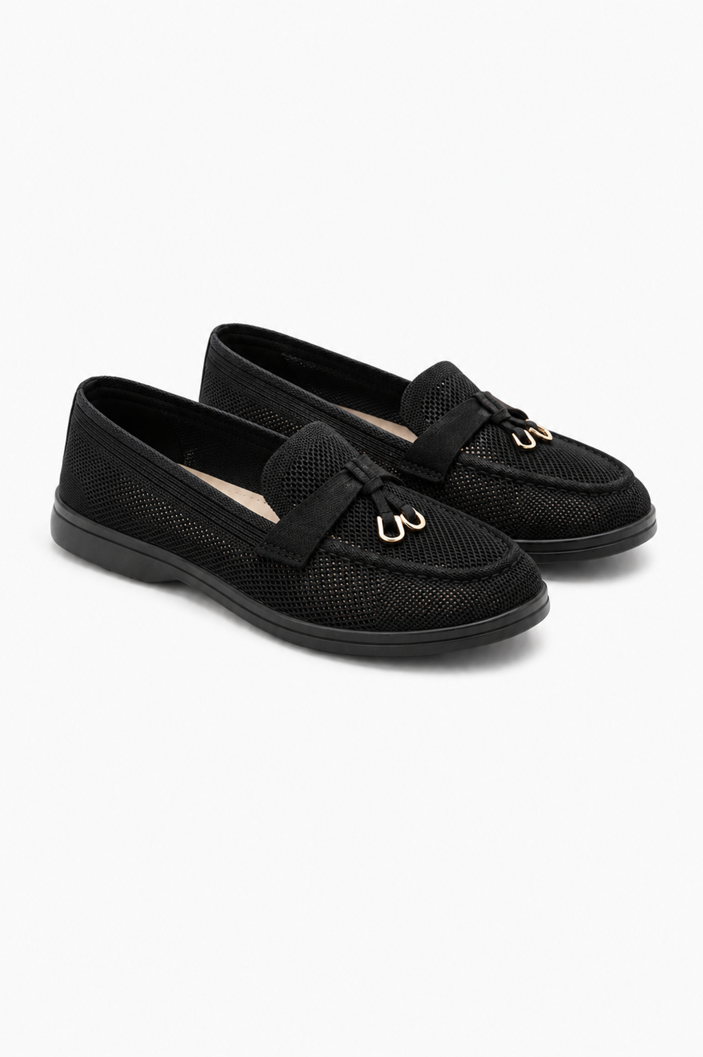 Glitzernde schwarze Loafer für Damen, ideal für Büro und Freizeit. 3