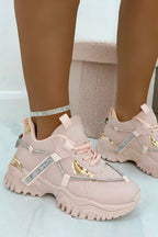 Chunky Sneaker Pink mit Kristallakzenten 2
