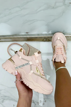 Chunky Sneaker Pink mit Kristallakzenten 3