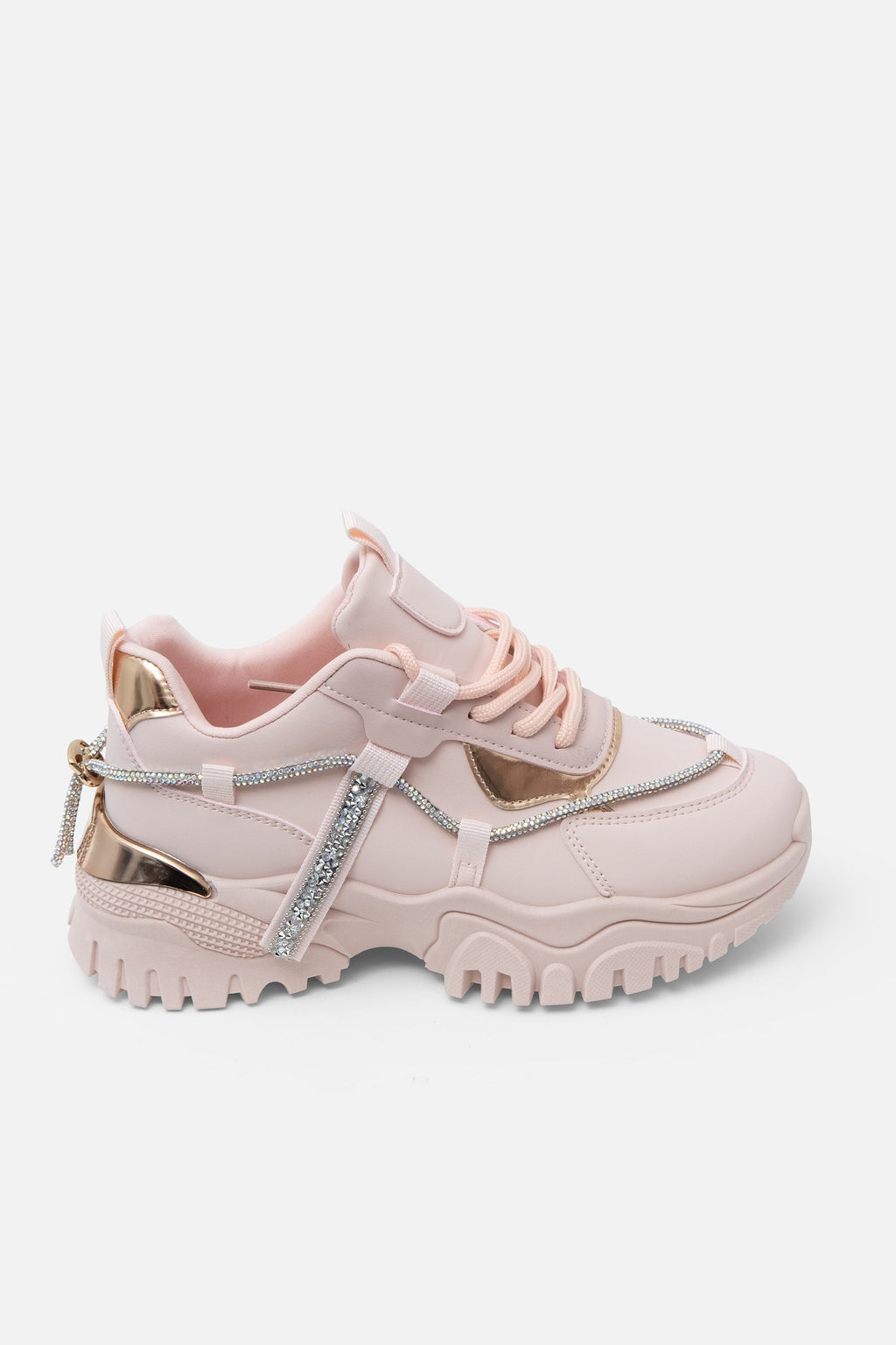 Chunky Sneaker Pink mit Kristallakzenten 4