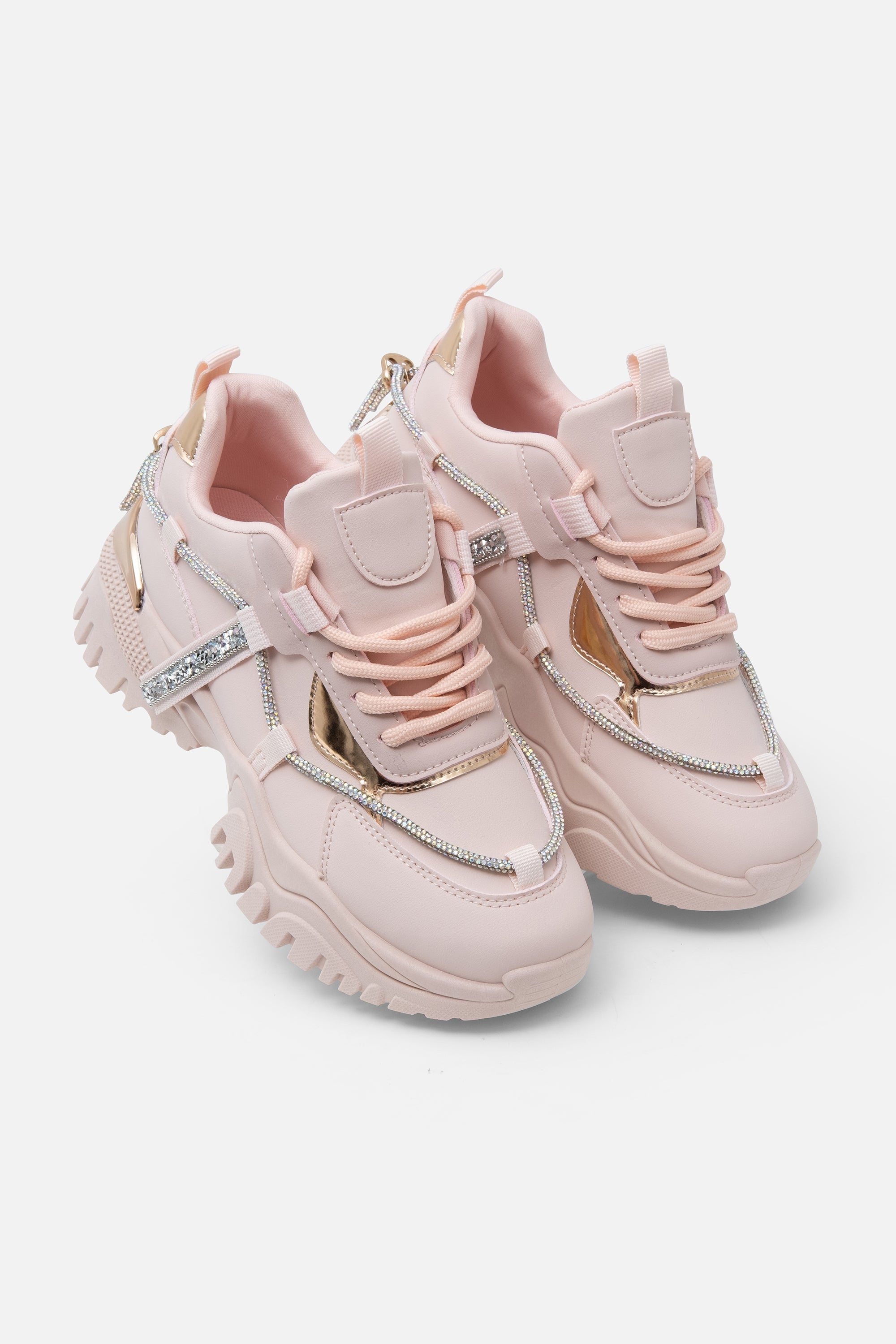 Chunky Sneaker Pink mit Kristallakzenten 5