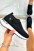 Damen Sneaker Schwarz mit Kristallverzierung