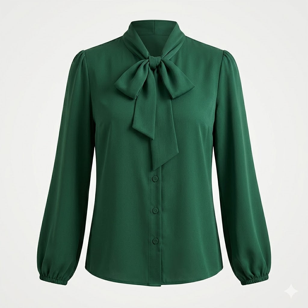 Elegante Krawattenbluse mit Satin-Finish für Frauen 2