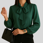 Elegante Krawattenbluse mit Satin-Finish für Frauen 3