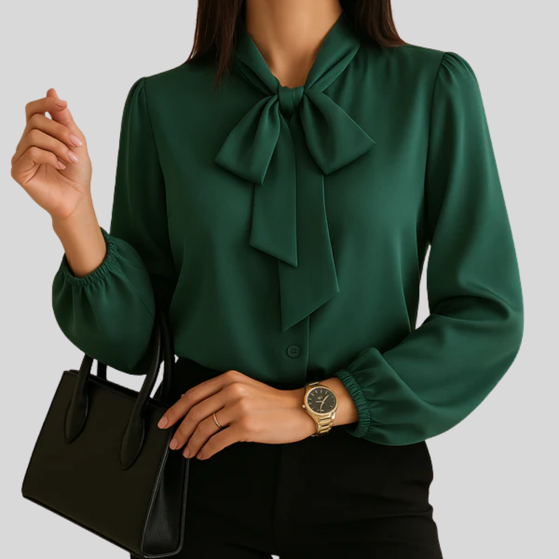 Elegante Krawattenbluse mit Satin-Finish für Frauen 3