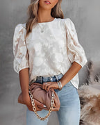 Elegante floral Puffärmel Bluse für Frauen 3