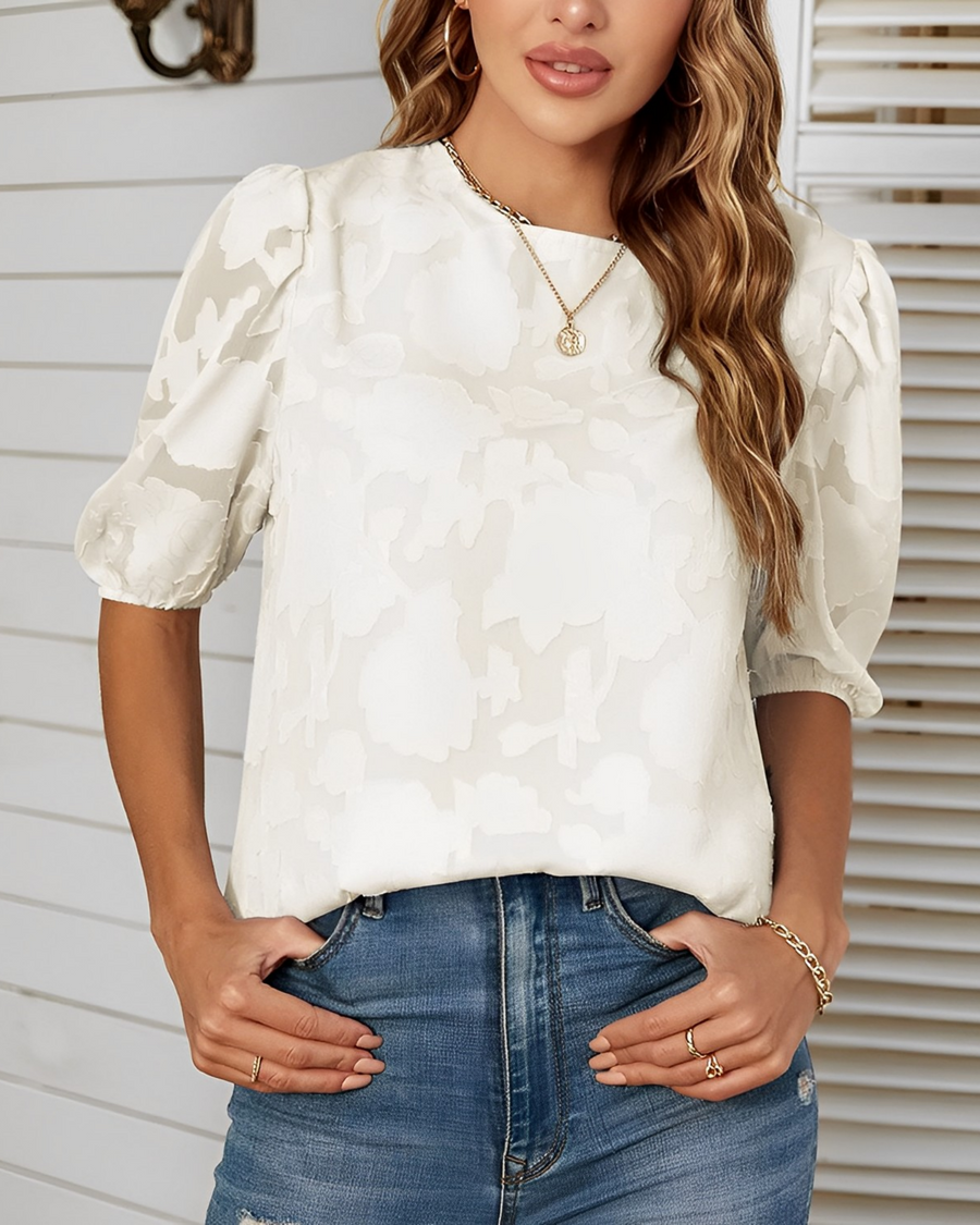 Elegante floral Puffärmel Bluse für Frauen 4