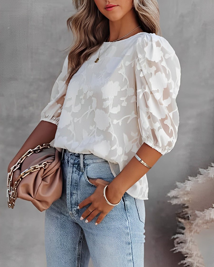 Elegante floral Puffärmel Bluse für Frauen 5