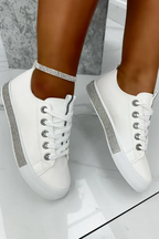 Damen Sneaker Weiß mit Kristallverzierung 2