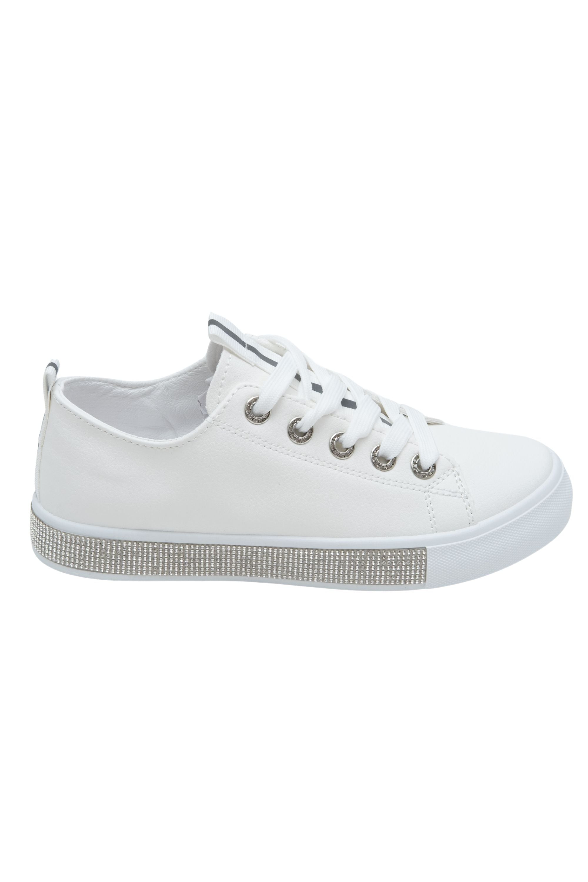 Damen Sneaker Weiß mit Kristallverzierung 3