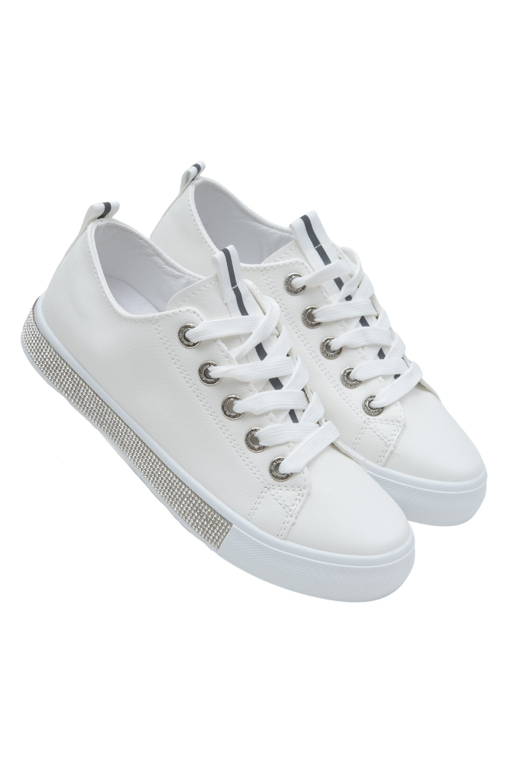 Damen Sneaker Weiß mit Kristallverzierung 4