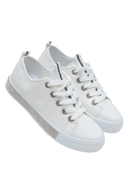 Damen Sneaker Weiß mit Kristallverzierung 4