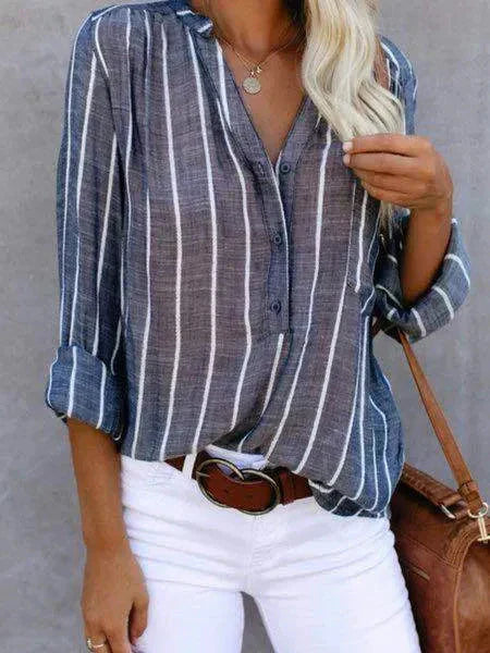 Gestreifte legere Bluse für Frauen in verschiedenen Größen und Farben. 5