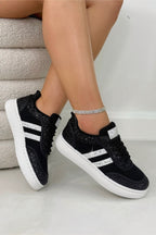 Damen Sneaker Schwarz mit Glitzerstreifen 3