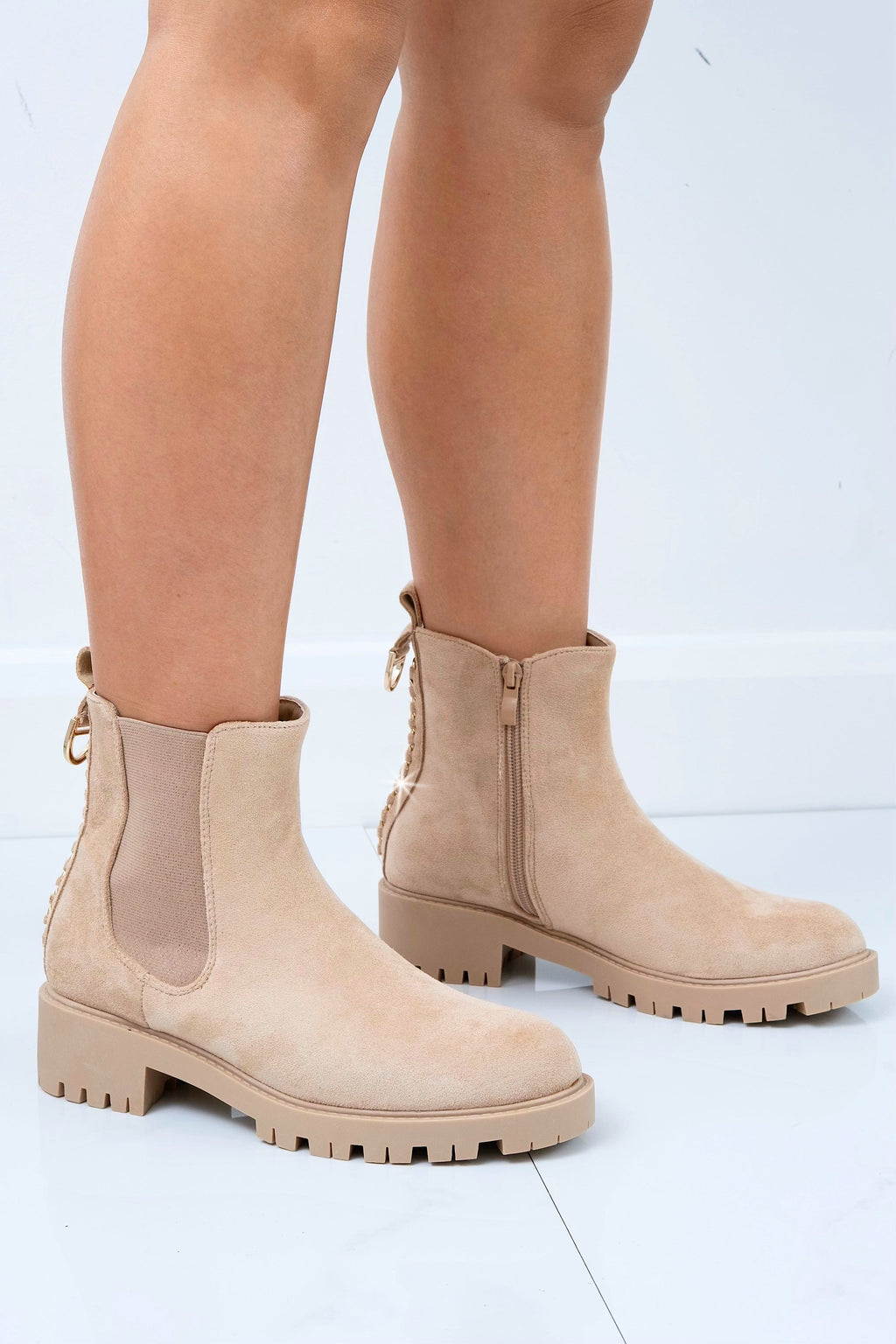 Glitzernde Chainstorm Stiefel in Nude für Damen 7