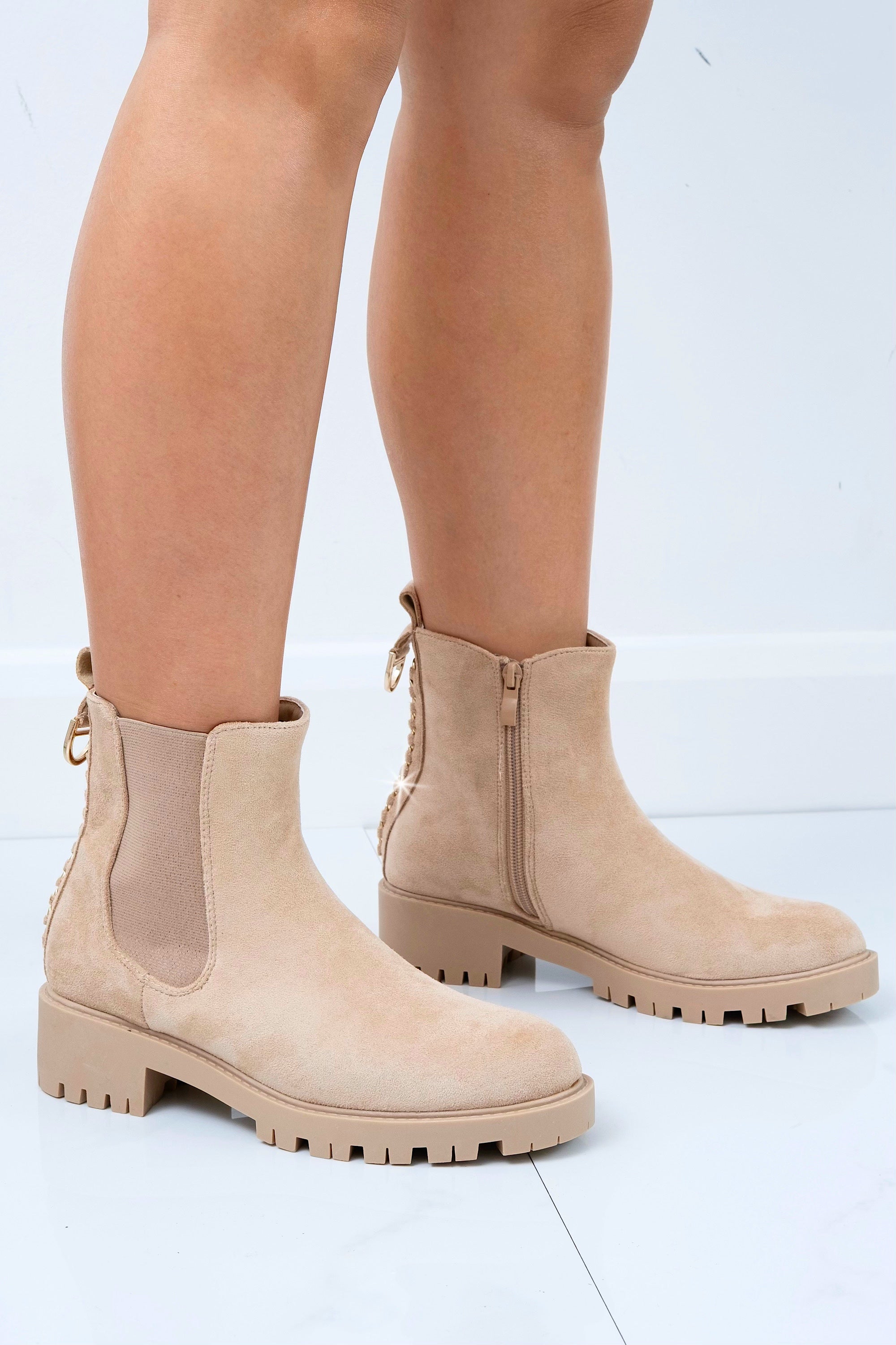 Glitzernde Chainstorm Stiefel in Nude für Damen 7