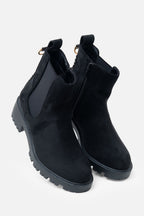Glitzernde Chainstorm Stiefel in Schwarz mit Ketten-Schnürung 6