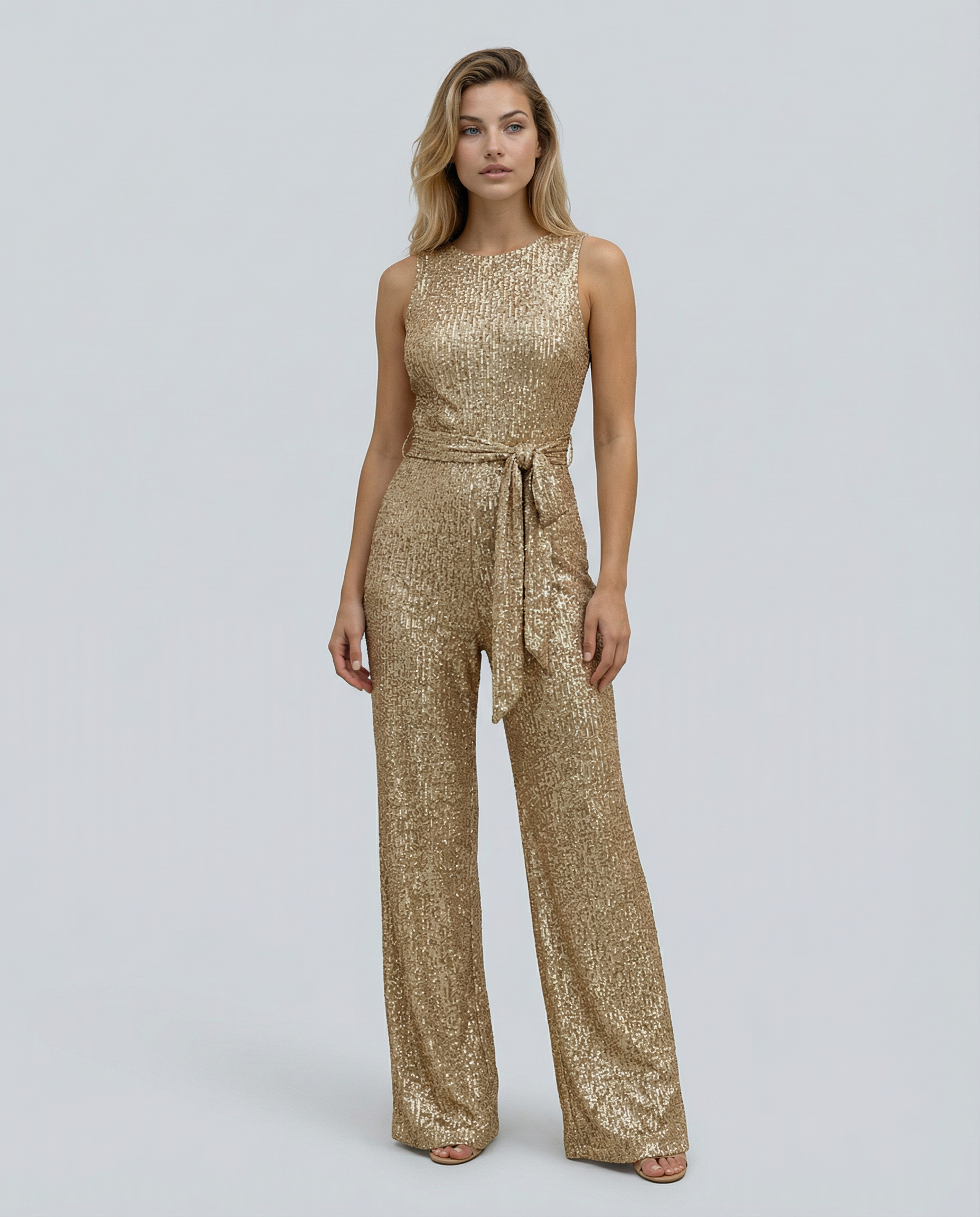 Glamouröser goldener Pailletten-Jumpsuit für Frauen