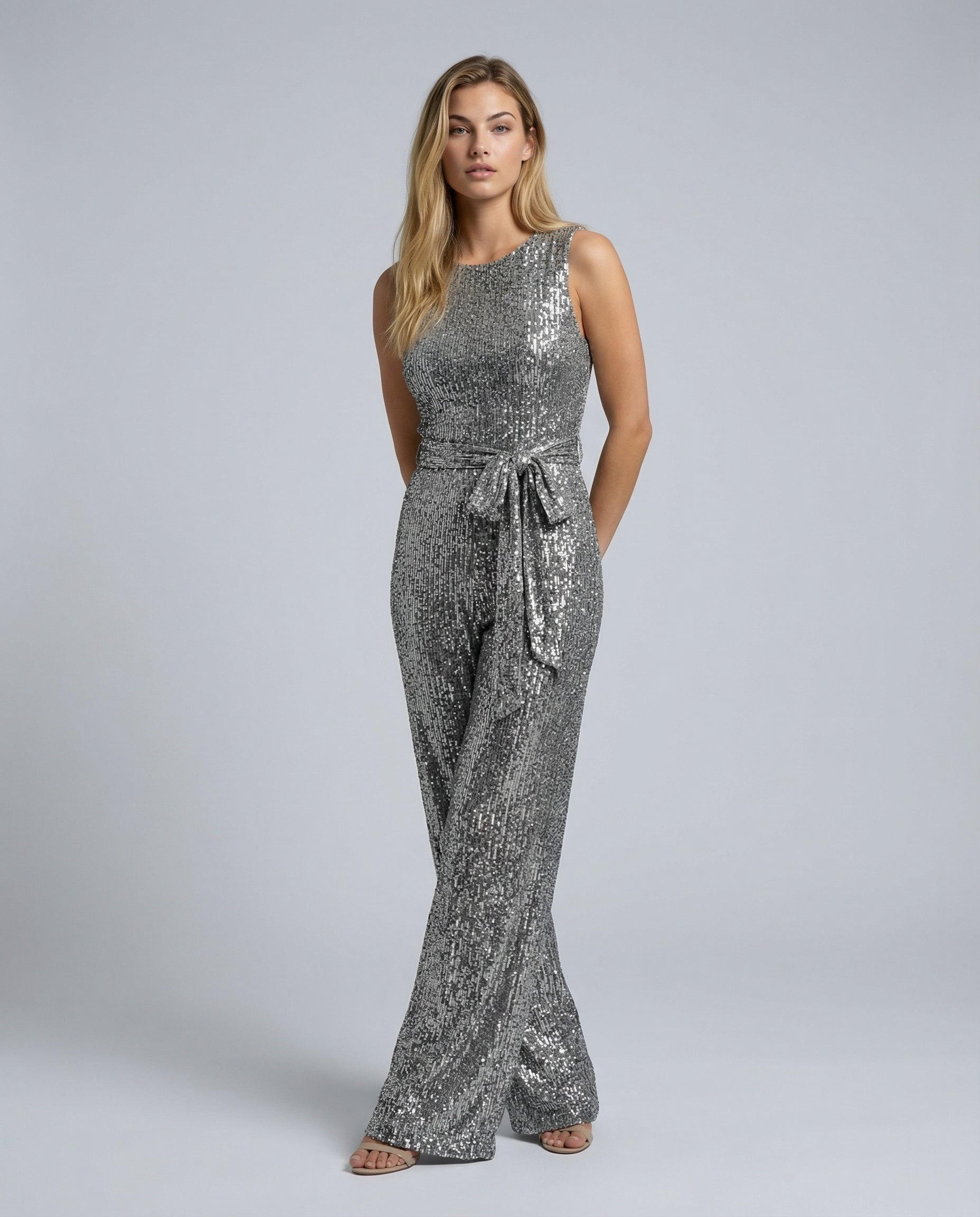 Glamouröser goldener Pailletten-Jumpsuit für Frauen 17