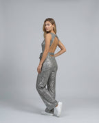 Glamouröser goldener Pailletten-Jumpsuit für Frauen 18