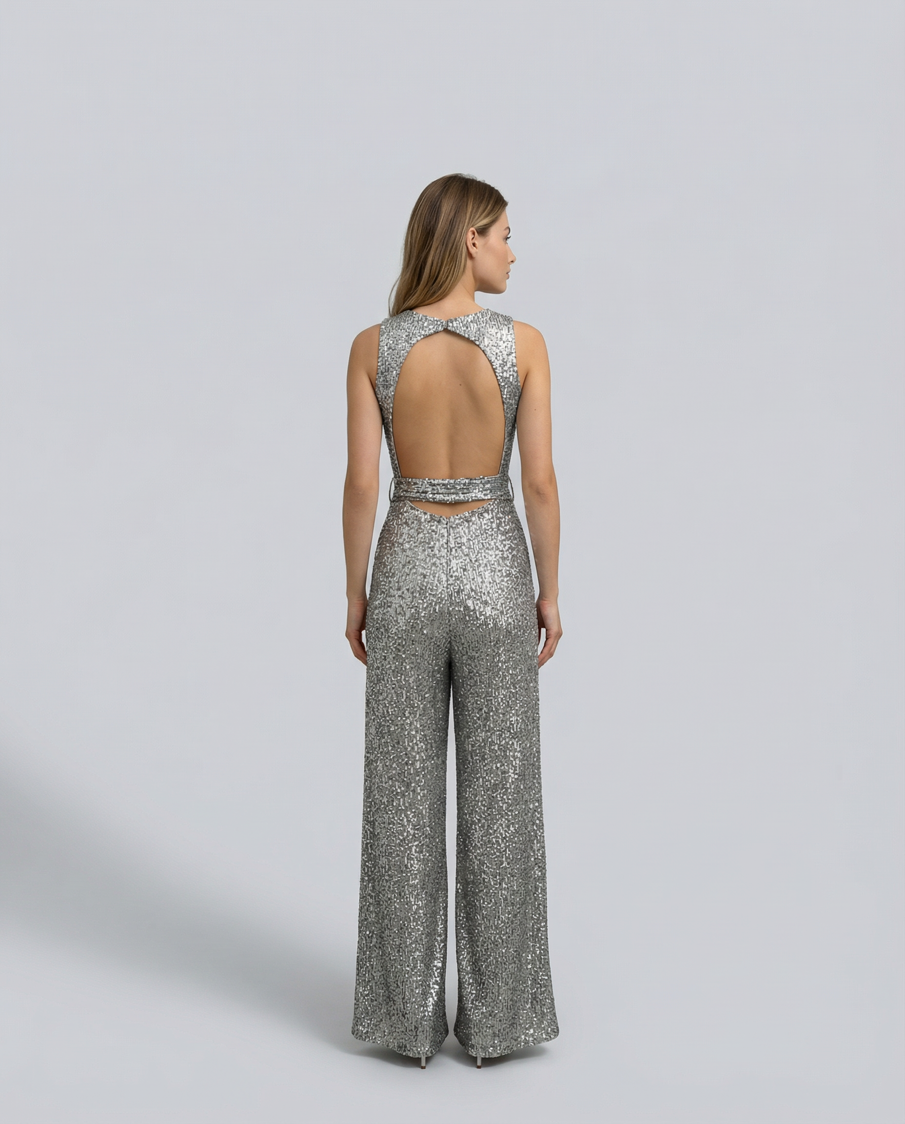 Glamouröser goldener Pailletten-Jumpsuit für Frauen 19