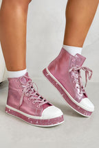 Glitzernde High-Top-Sneaker Pink