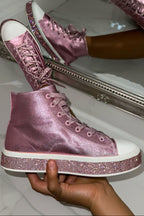 Glitzernde High-Top-Sneaker Pink 2