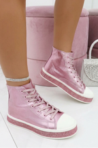 Glitzernde High-Top-Sneaker Pink 4