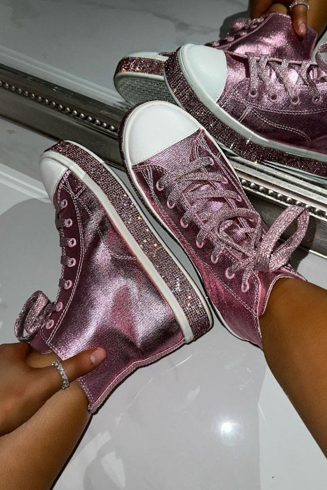Glitzernde High-Top-Sneaker Pink 7