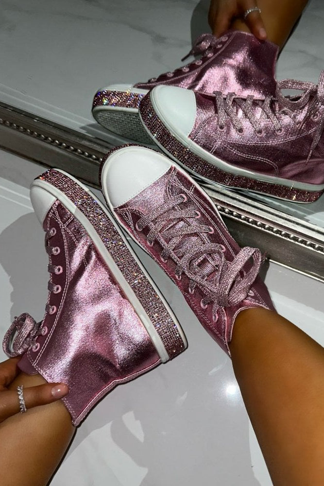 Glitzernde High-Top-Sneaker Pink 8
