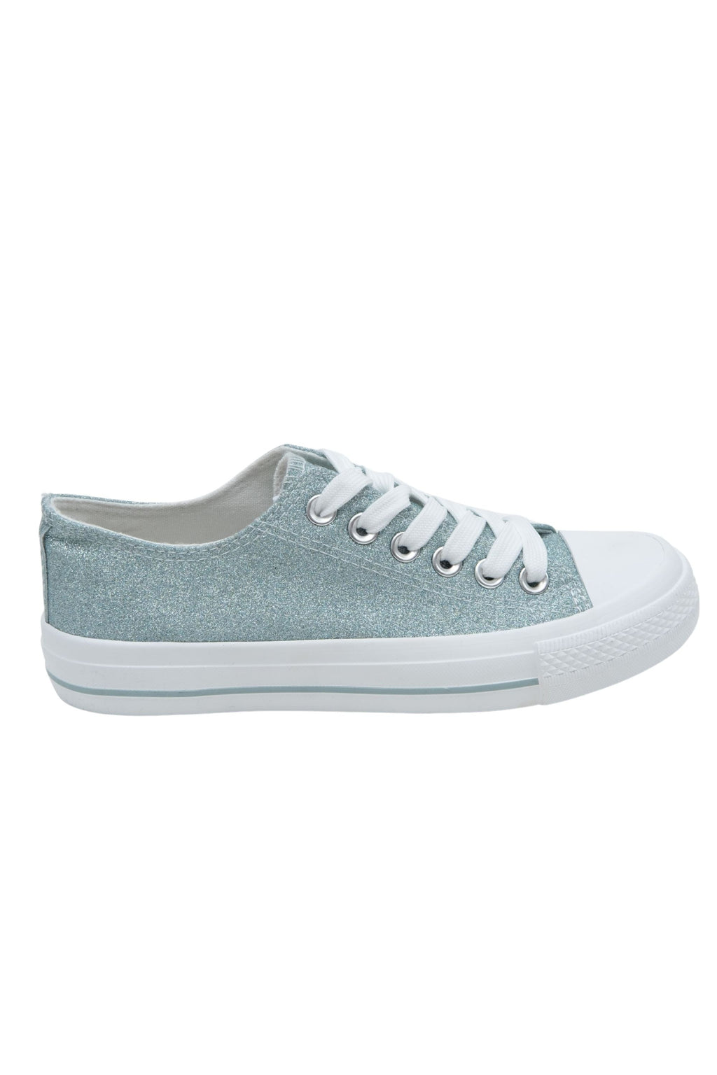 Glitzernde Leinwand-Sneaker in Grün mit klobiger Sohle 4