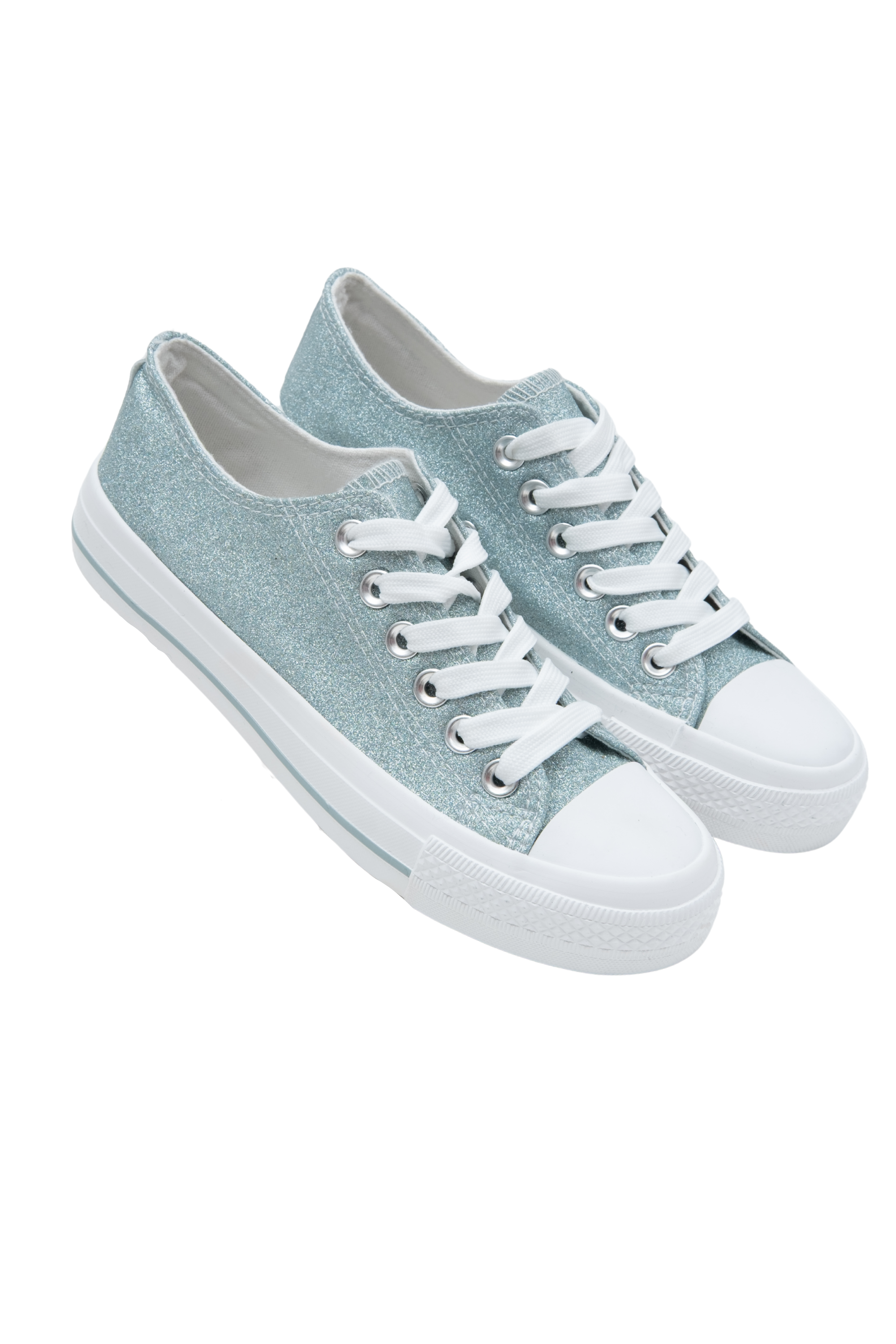 Glitzernde Leinwand-Sneaker in Grün mit klobiger Sohle 5