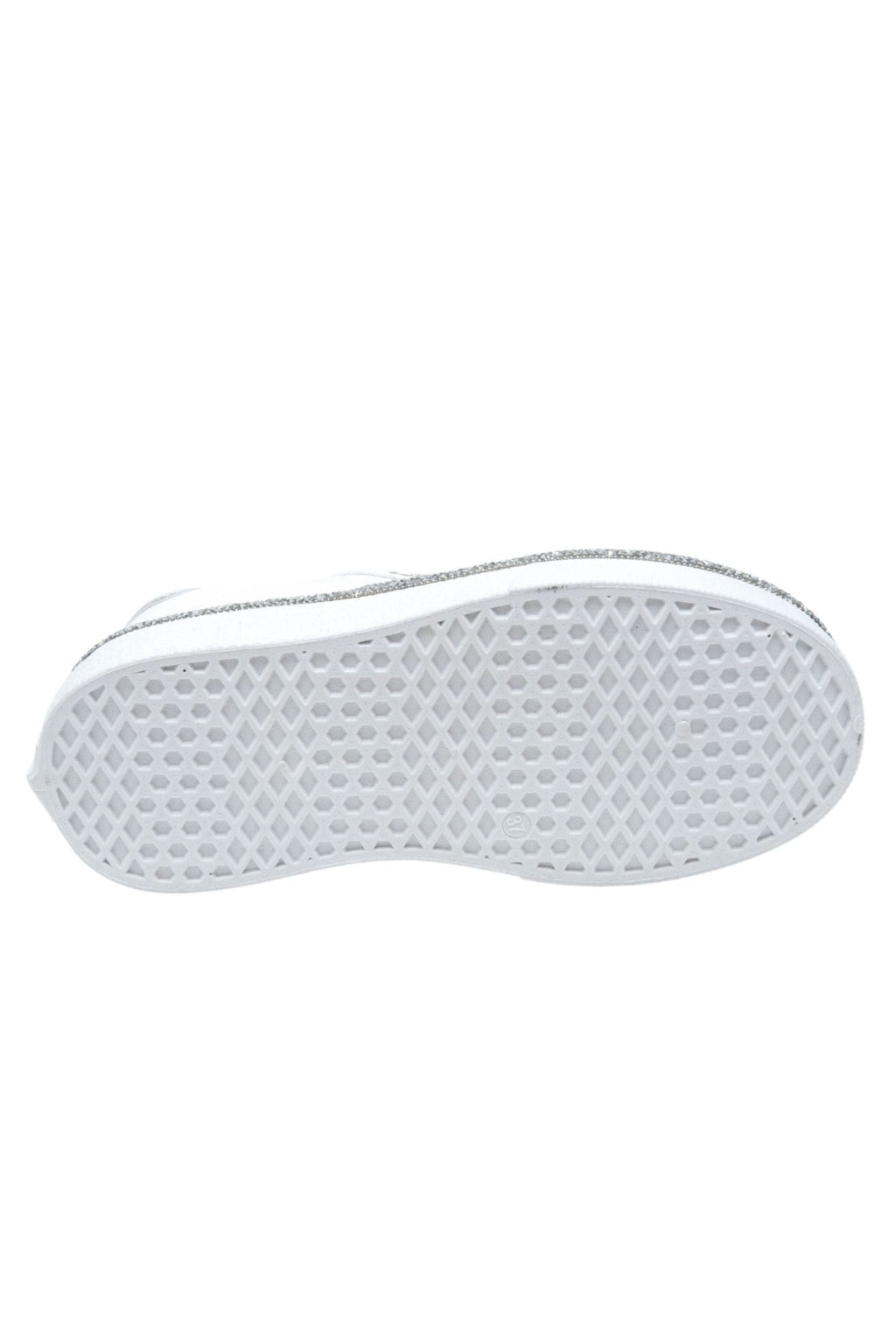 Glitzernde Plateau-Sneaker Weiß mit Kristallen 10