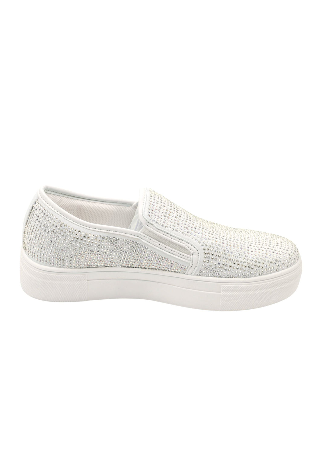 Glitzernde Slip-On Sneaker in Weiß mit Kristallverzierung 4