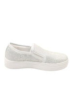 Glitzernde Slip-On Sneaker in Weiß mit Kristallverzierung 4
