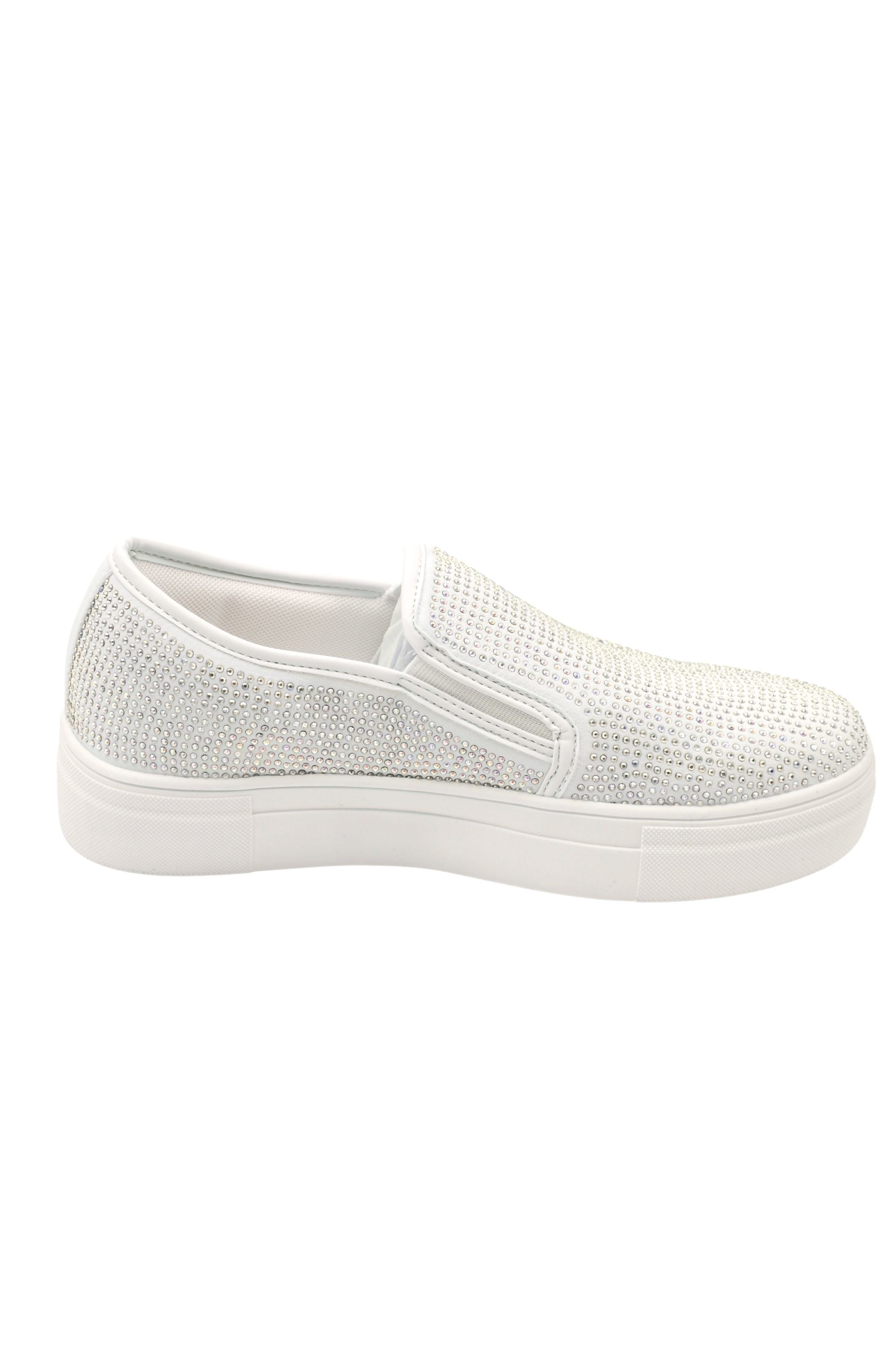 Glitzernde Slip-On Sneaker in Weiß mit Kristallverzierung 4