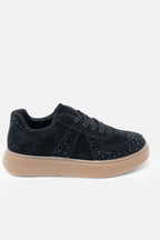 Glitzernde Sneaker in Schwarz mit Strass und Gummisohle 6